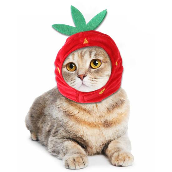 Yousheng Pet Hat Large Strawberry Appearance Dress-up Adjustable Cute Pet Cats Puppy Cosplay Cap for