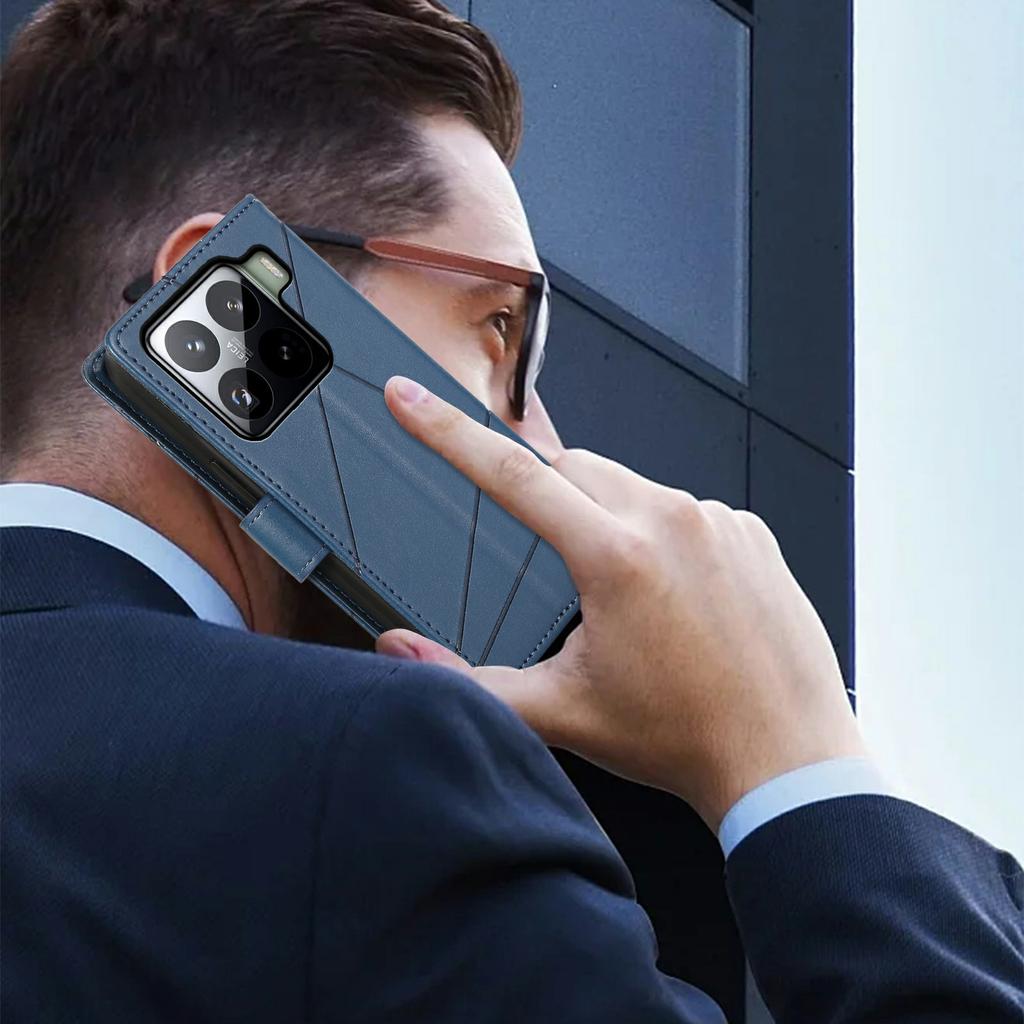 DF-06 Etui na telefon Xiaomi 15 Pro Skórzany portfel z wytłoczeniem linii