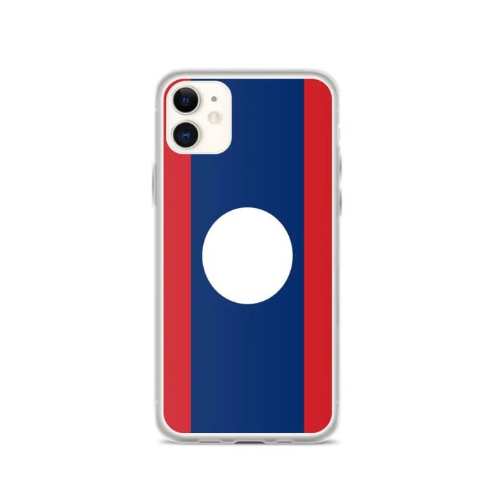 Coque iPhone - Drapeau Laos - iPhone 11 - Souple - Multicolore - Design Vertical