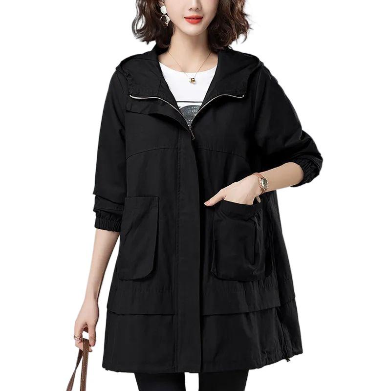 Korean Style Loose Mid-Length Trench Coat for Women, 2025 Spring/Autumn New Fashion for Middle-Aged Moms