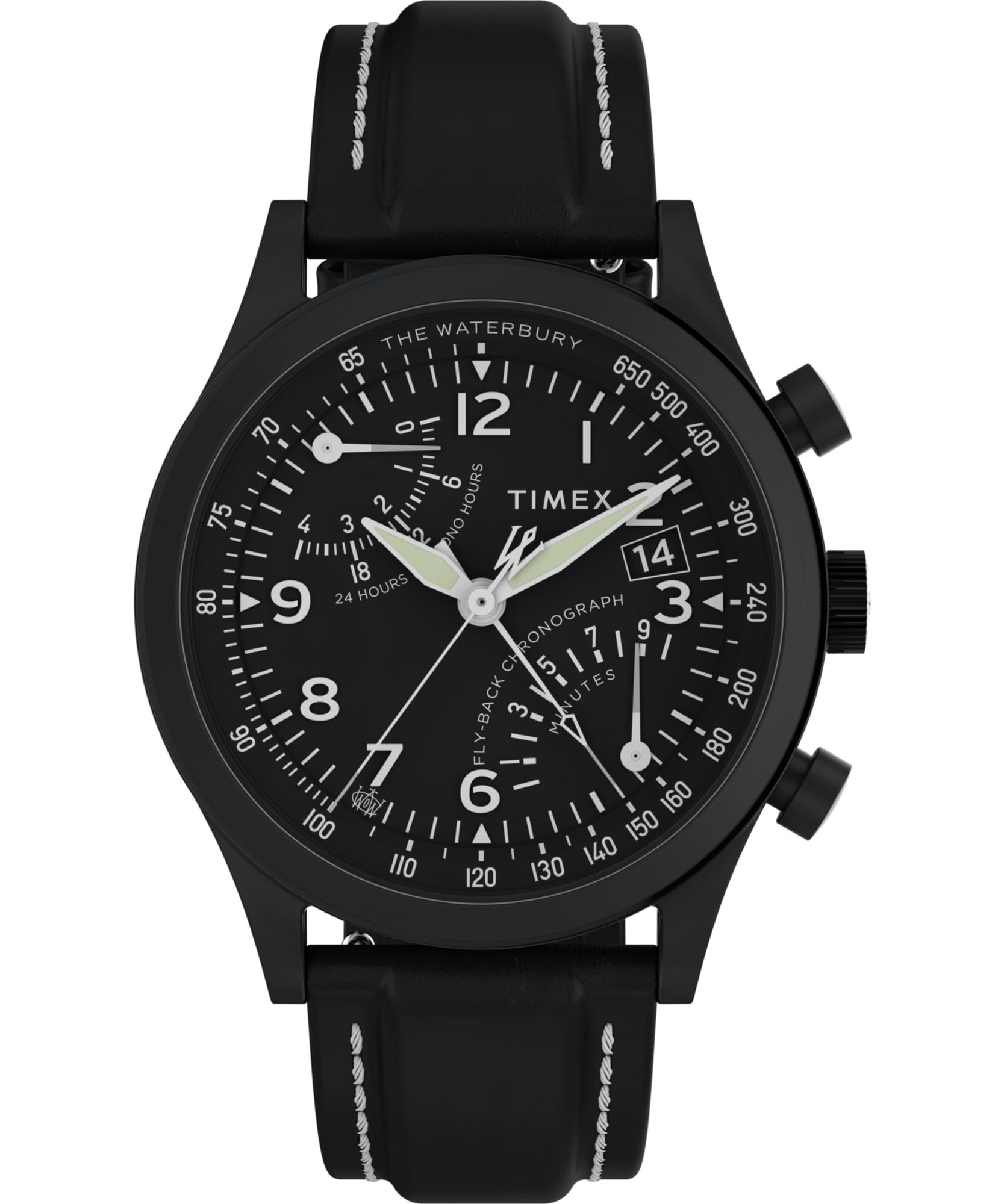 

Чоловічий годинник Timex Waterbury Chronograph 42 мм - браслет із нержавіючої сталі, чорний циферблат, корпус із нержавіючої сталі, чорний/чорний/чорний, традиційний