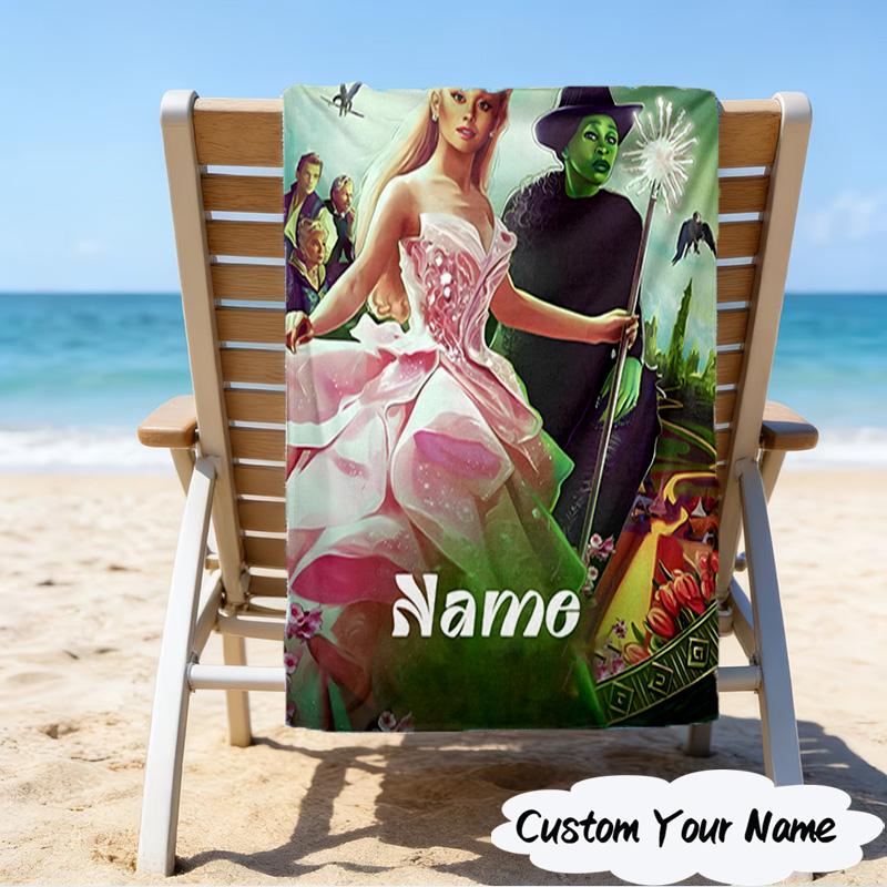 1PC Custom Name Beach Towel Magic Friendship witch Beach Towel, Suitable for Camping, Travel, Beach Accessories, Super Absorbent, Family Gift