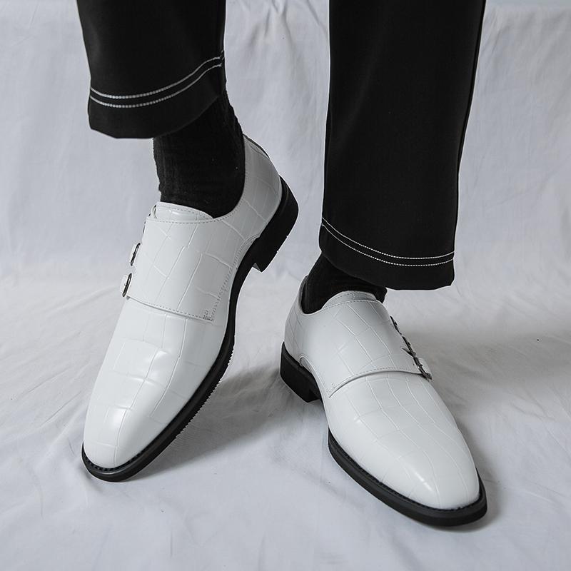 New Britain Fashion Pointed Belt Buckle All Match Shoes For Men Casual Monk Strap Loafers Formal Dress Footwear