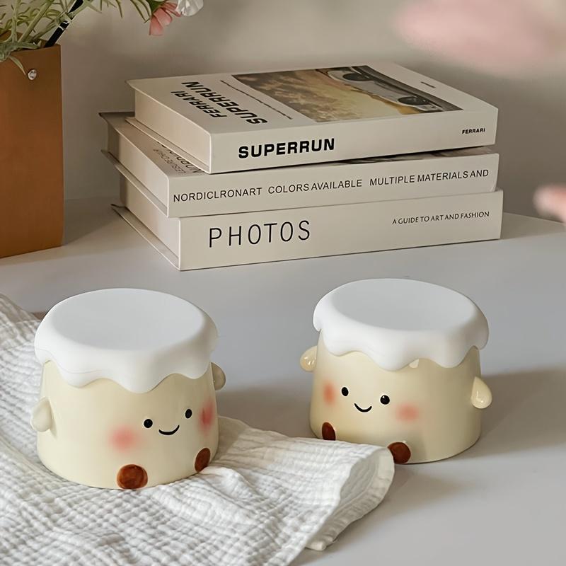 1pc Ceramic Angel Cake Coffee Mug with Lid, Cute Cake Shaped Mocha Cup, Creative Angel Wings Handle Design, Suitable for Home Decor