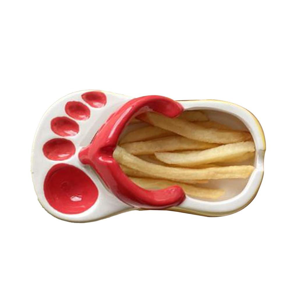 Ceramic French Fries Dish Cute Flip Flops French Fries Plate Cute Ceramic Bowl Flip Flops Shaped Snack Chip Soy Sauce
