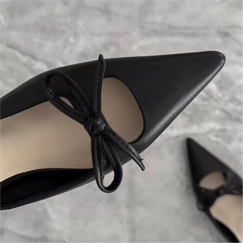 Sandali e Pantofole da Donna con Tacco Alto, Punta Affusolata, Tacchi Sottili, Bocca Bassa, Baotou Francese, Fiocco