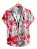 Hawaiianisches Blumenhemd mit kurzen Ärmeln, Ideal für lässige Sommerkleidung