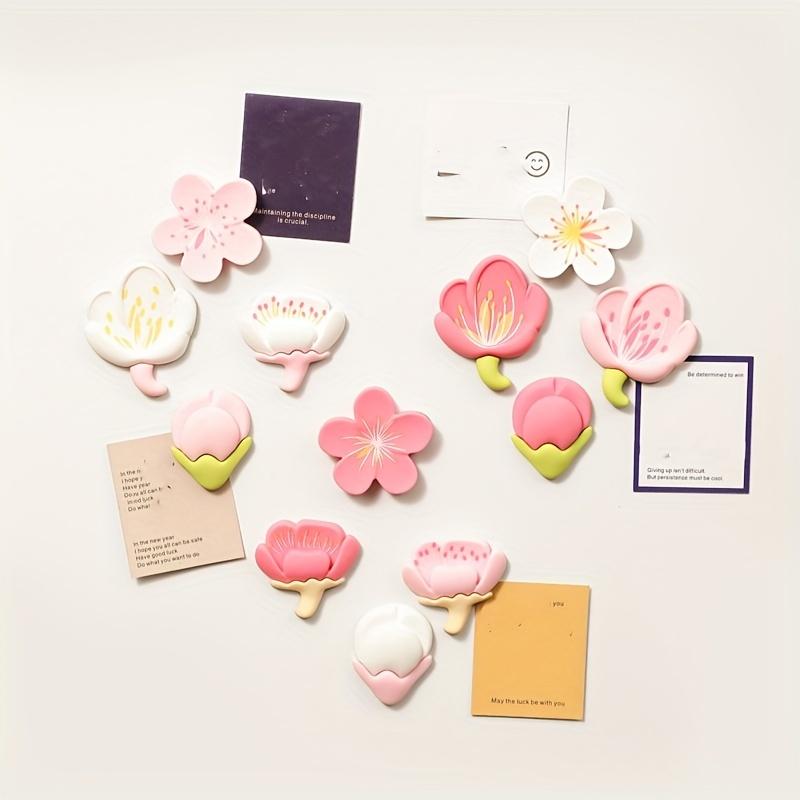 4pcs Kitchen Refrigerator Magnets – Soft Rubber Flower Stickers, Personalized 3D Stereoscopic, Fresh Style Decorative Absorbers