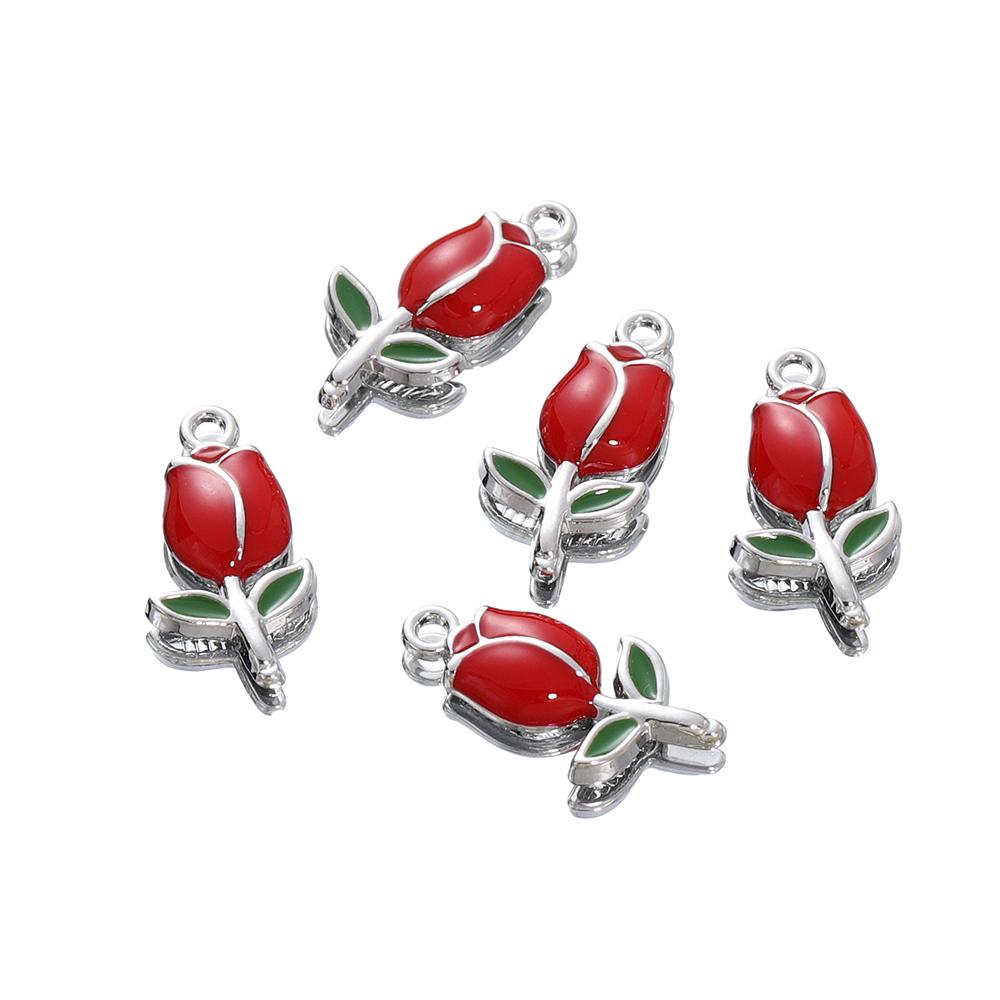 10Pcs/Lot 11.4*22.3mm Cartoon Alloy Tulip Shape Charms Loose Pendant For DIY Bracelet Necklaces Jewelry Making Accessories