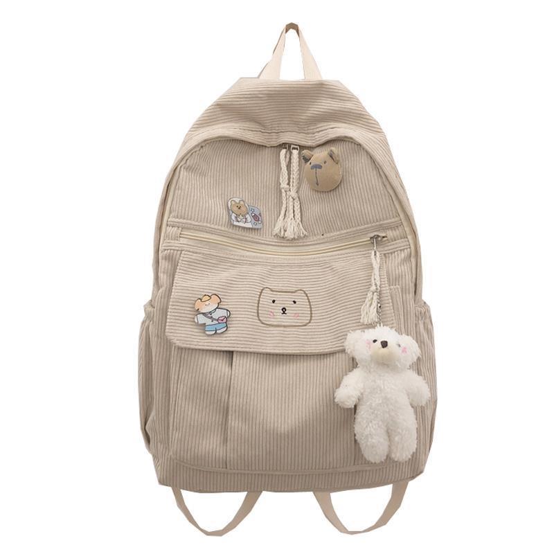 IELGY schoolbag female Korean version of Harajuku corduroy all-match cute backpack белый