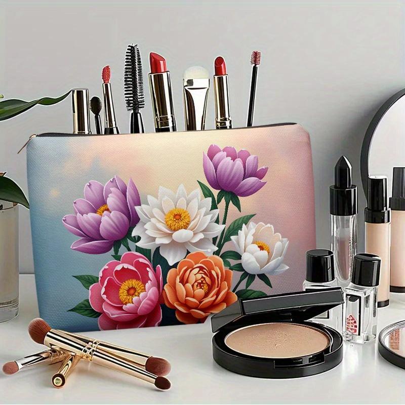 A Flower Patterned Cosmetic Bag- Multifunctional Zipper Pouch, Jewelry Storage Bag, Perfect Travel Zipper Small Storage Bag.
