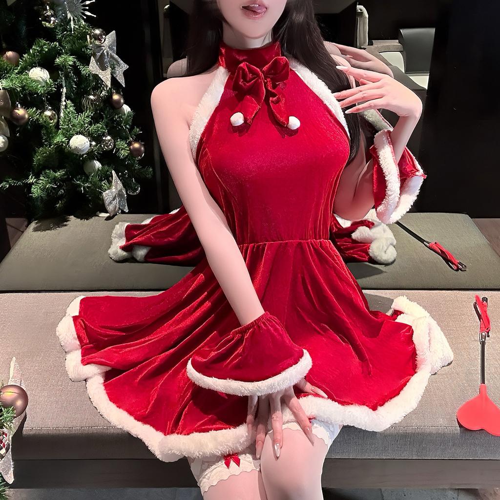Sexy Velvet Christmas Sexy Seduction Bunny Cosplay Internet celebrity Female New Year's Robe Set