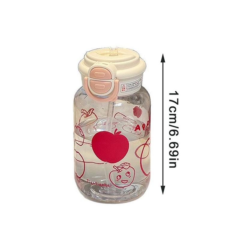 Cute Water Bottle With Straw Portable Plastic Pop-Up Cover Water Cup For Kid Kawaii Bottle Water Leak-Proof Cute Drinking Bottle