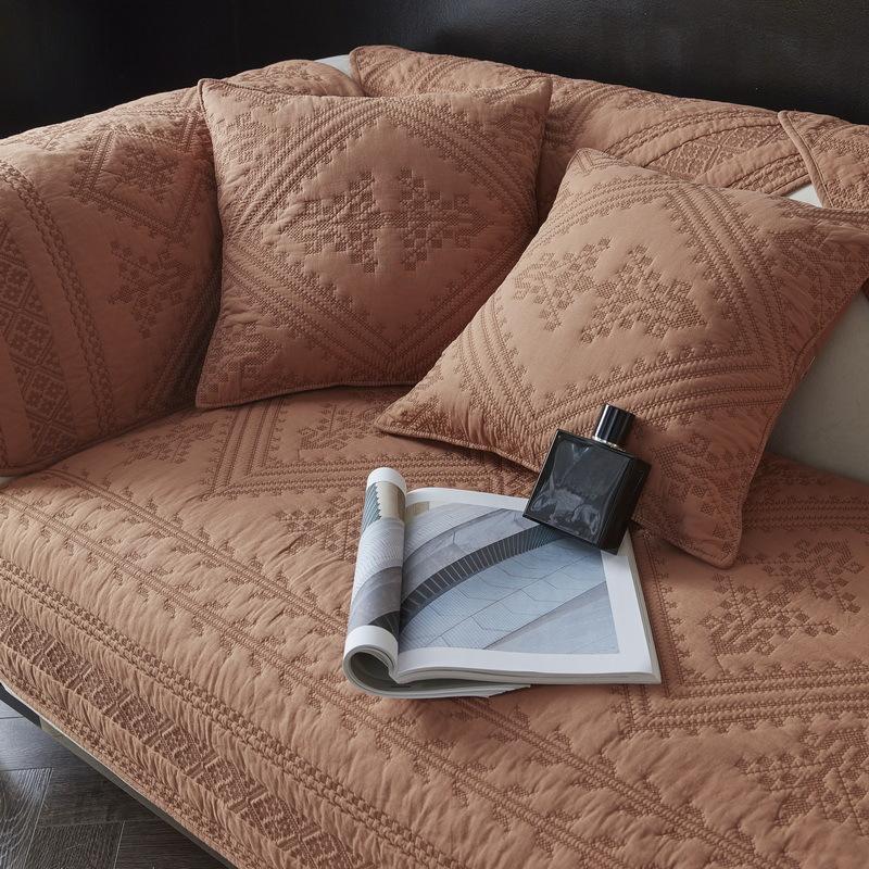 

Легкая роскошная простая вышитая хлопковая диванная подушка, вышитая крестиком, высококачественная, из чистого хлопка, всесезонная, универсальная, нескользящая подушка для диванного полотенца 70*70cm