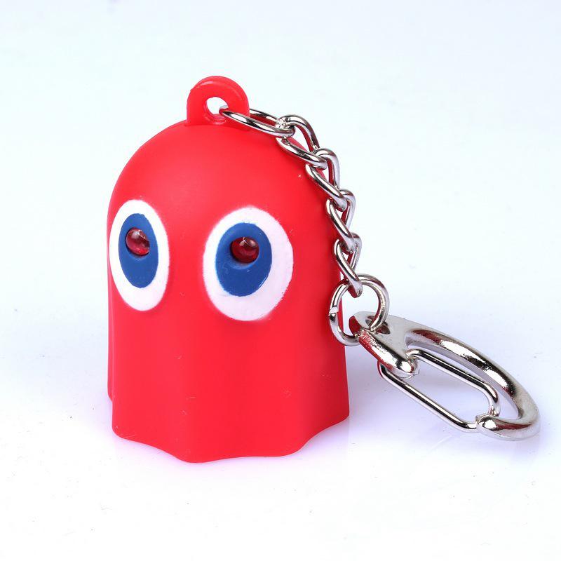 LED Ghost Keychain: Halloween Festival Sound & Light Décor for Cars & Phones 100 pcs Flat Ring красный