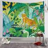 VIKAMA Tiger Wandteppich Tropischer Wald Böhmische Palme Pflanze Blume Wandbehang Heimdekoration