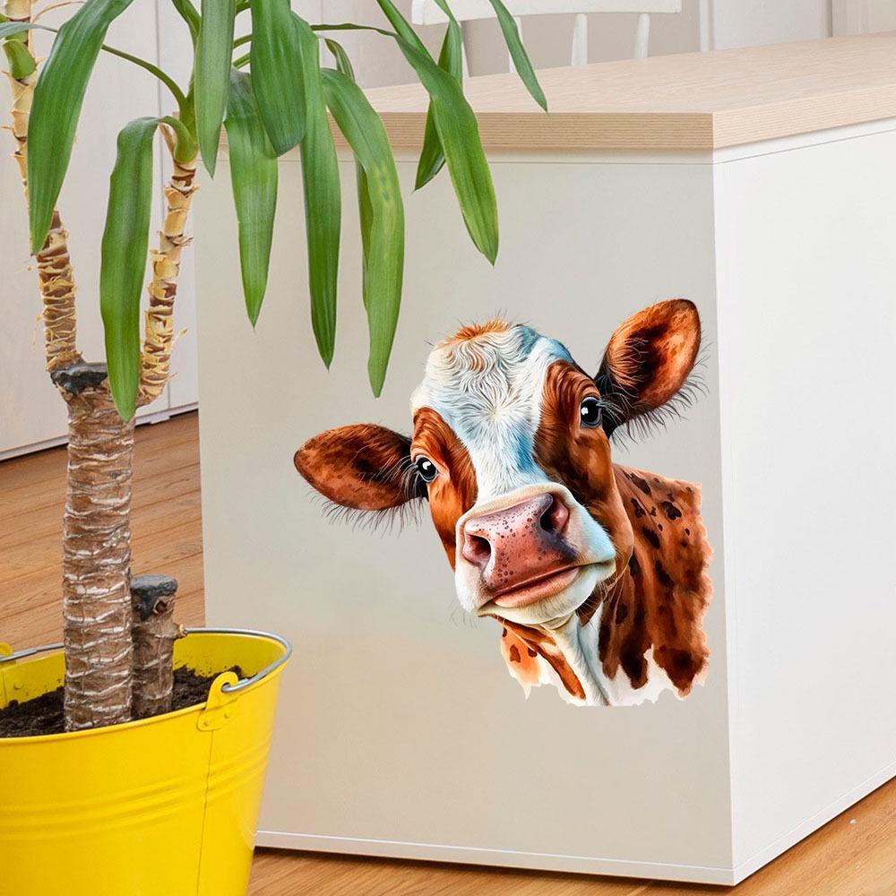 Cow Head Removable Wall & Glass Sticker for Living Room & Bedroom - MLC112