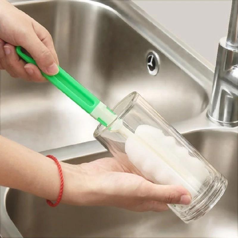 2 Pcs Sponge Baby Milk Feeding Bottle Brush Nipple Cleaning Cup Scrubber Washing Brushes Kitchen Cleaner