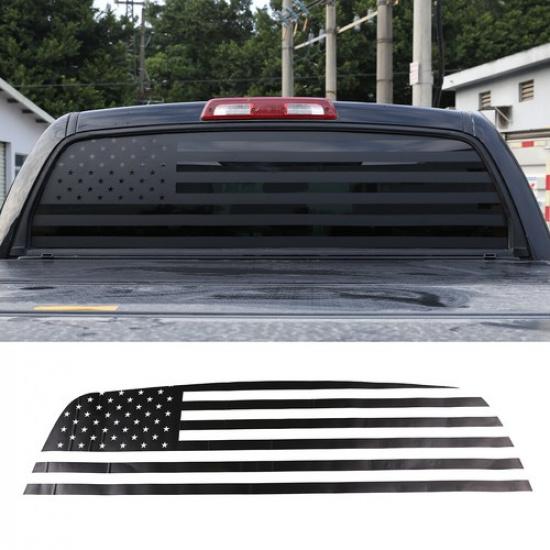 Black Rear Window n Flag Trim Sticker Decals For Toyota 2007- Tundra