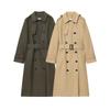Womens Fashion Casual Trench Coat High Grade Elegant Waterproof Double Breasted Long Sleeve Overcoat