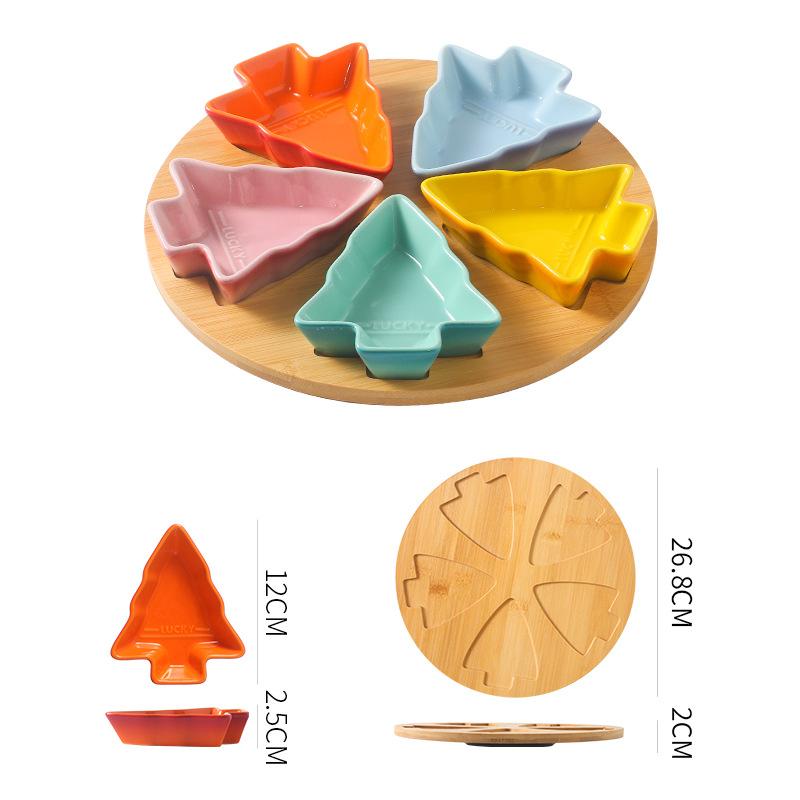 

Colorful Ceramic Christmas Tree Dried Fruit Plate Restaurant Home Creative Snacks Fruit With Tray Plate Platter
