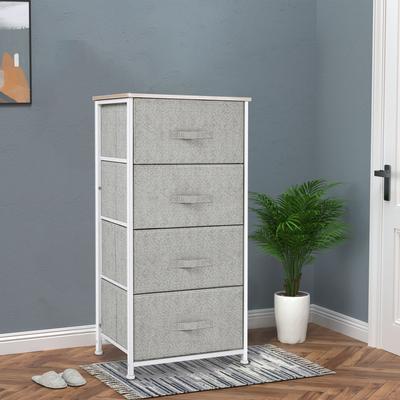 Fabric Chest of Drawers, 4-Drawer Storage Unit, Dimensions: 45L X 30W X 92H Cm, Metal Frame