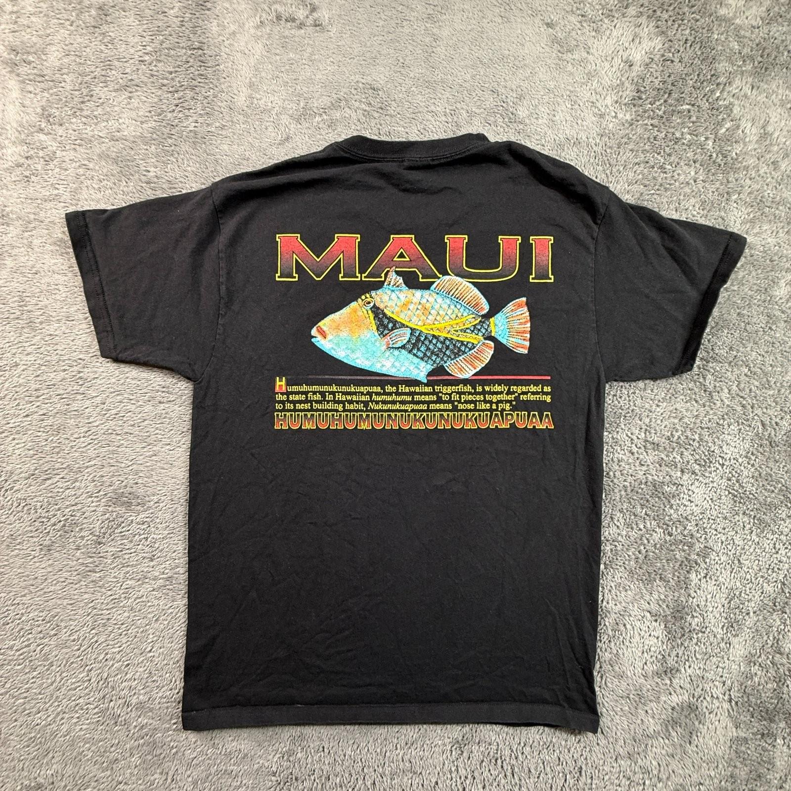 Maui Hawaii Triggerfish Humuhumunukunukuapuaa M Men Gray Cotton Fish Unisex T-Shirt XL
