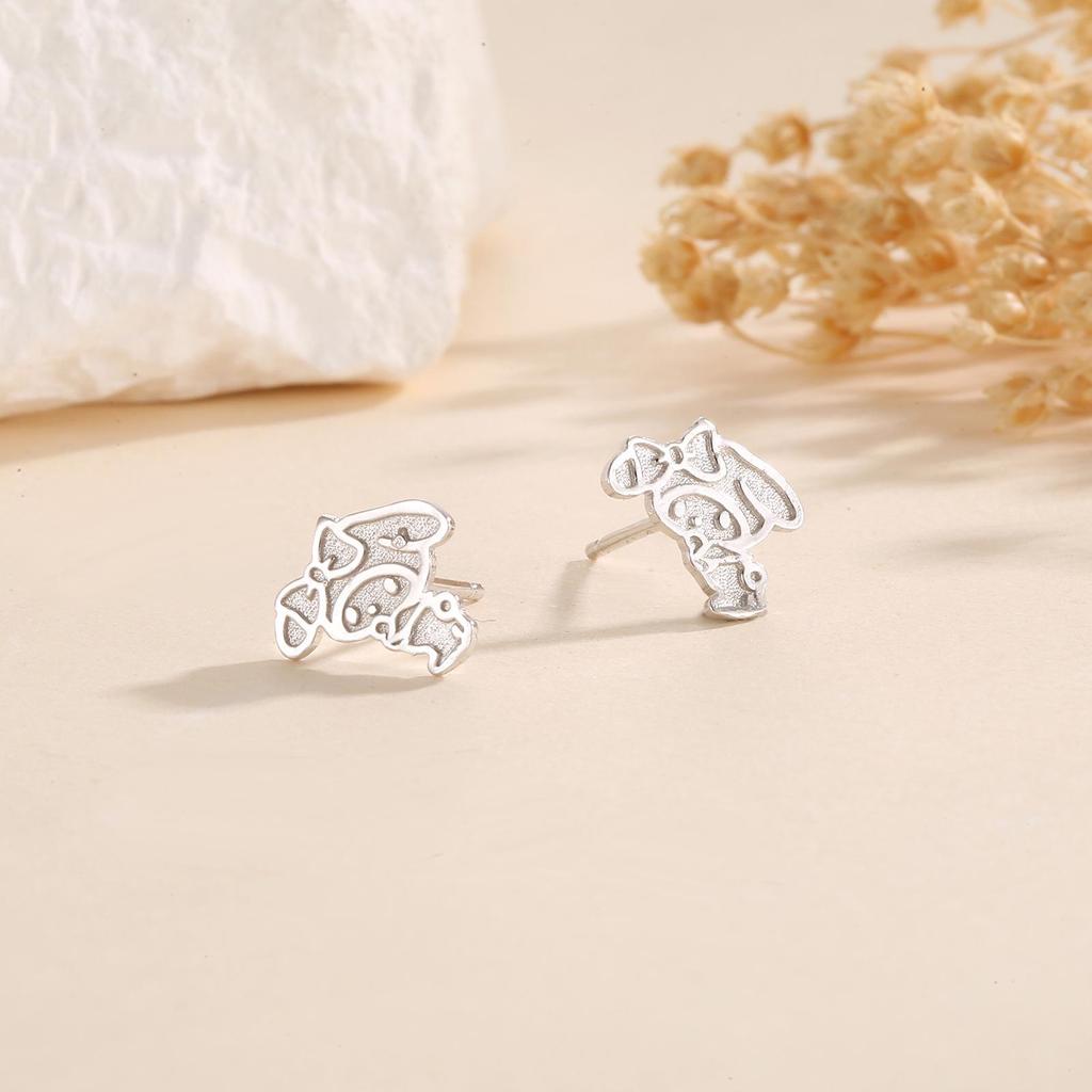 Beixi Sterling Silver Melody Cartoon Stud Earrings - Simple, Delicate, Fresh Niche Jewelry
