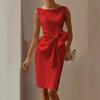 TIFICY Women's Fashion Summer Spring Solid Color Print Sleeveless O-Neck Loose Waistline Casual Dresses