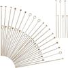 120pcs 6 Style Brass Eye Pins & Flat Head Pins & Ball Head Pins, Real 18K Gold Plated, 30x0.5mm, Hole: 1.6mm, 20pcs/style, 120pcs/box
