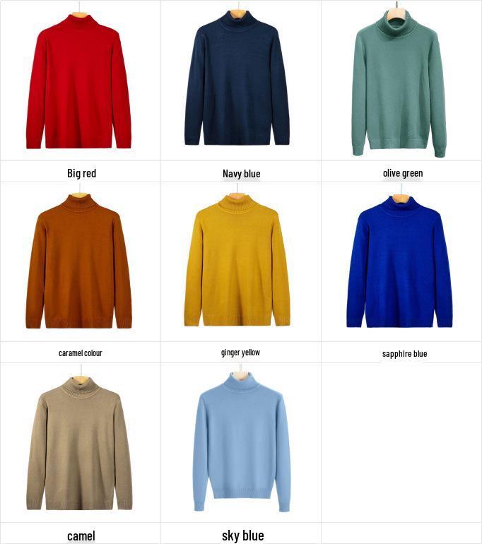 Men's Loose Plus Size High Neck Knit Sweater - Solid Color, Long Sleeve, Spring/Autumn/Winter