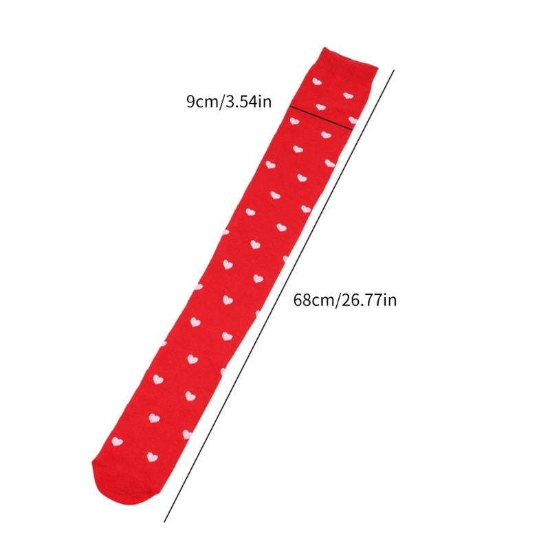 Valentines Day Over Knee Long Socks Cute Lip Heart Love Pattern Thigh High Stockings for Women Parties and Casual Wear