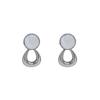 Guochao Retro Inlaid Circle Opal Stud Earrings Geometric Irregular Temperament Girls Versatile Jewelry