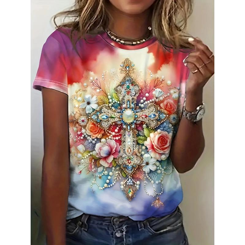 Women s Soft Top Versatile Comfortable Short Sleeve Loose T-Shirts Women’s S