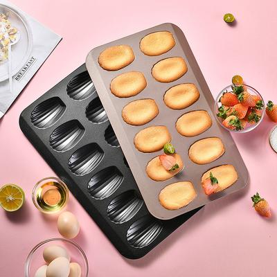 Molde para Pastel de Acero al Carbono de 12 Cavidades Antiadherente Molde Madeleine Galleta Pan Pastel Molde Madeline Bandeja para Hornear Molde para Hornear Utensilios de Cocina
