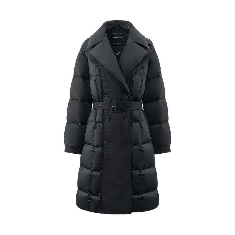 Eraly Elegant Double Collar Belted Women's Down Jacket