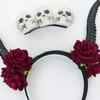 Gothic Lace Rose Devil Horn Headpiece Stylish Hair Hoop Lightweight Photoshoots Props For Halloween Cosplay Event