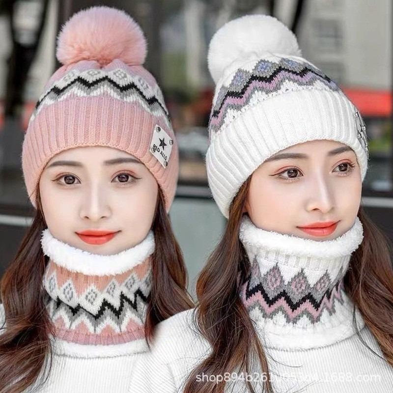Fleece scarf, windproof, cold-proof and warm ear protection set, autumn and winter versatile leisure outdoor cycling wool hat