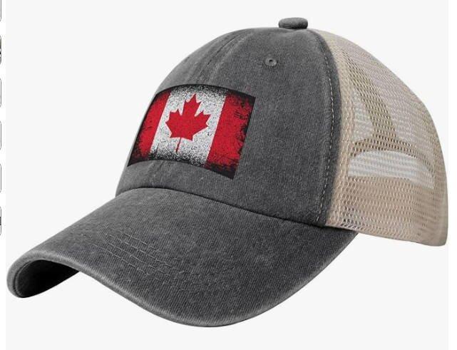 Kanada Flagge Used Baumwolle Baseballkappe Unisex Lässig Verstellbar Sonnenschutzmütze Adjustable gray
