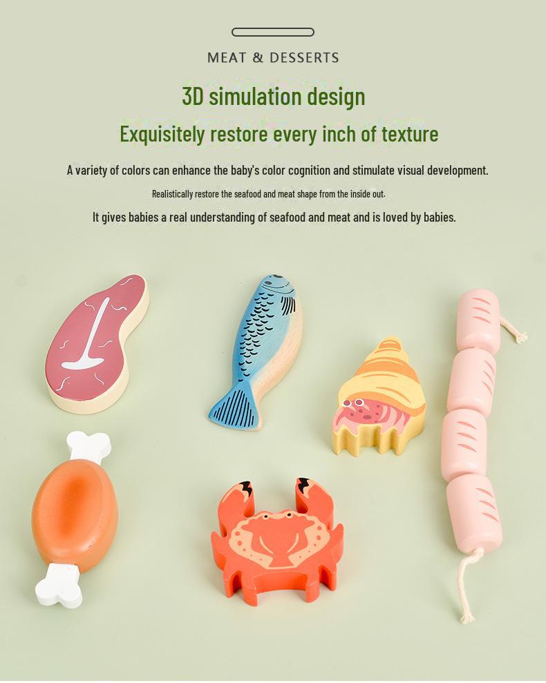 Wooden Fruit & Vegetable Kitchen Playset for Kids - Early Education Toy Set