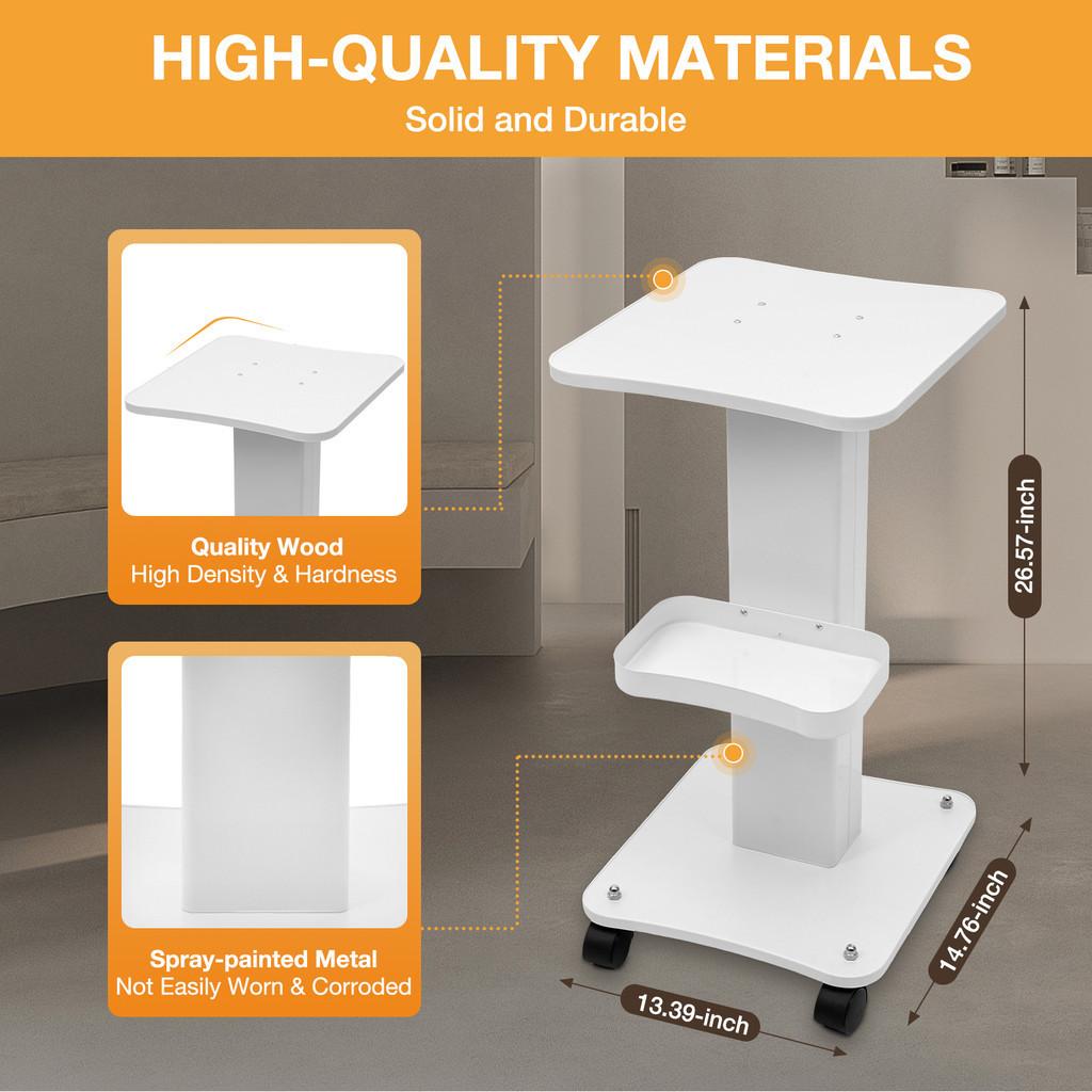 White Beauty Salon Professional Equipment Rolling Trolley Cart Desktop Mobile Storage Rack Multi Layer Storage Tool Tray 35*38*69cm