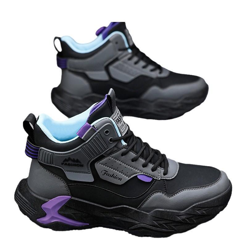 High-top Men's Shoes Autumn and Winter 2024 New Trendy Brand Youth Sports and Leisure Thick-soled Non-slip Heightening Dad Trendy Shoes