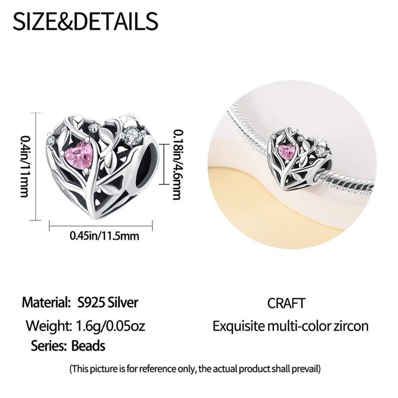 Fit 3Mm Original Copper Charms Beads Tree Of Loving Life Pink Charms For Women Fine Diy Birthday Jewelry Gifts