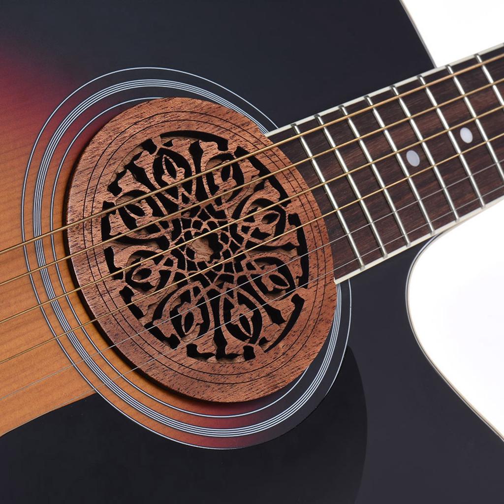Guitar Wooden Soundhole Sound Hole Cover Block Feedback Buffer Mahogany Wood for EQ Acoustic Folk Guitars