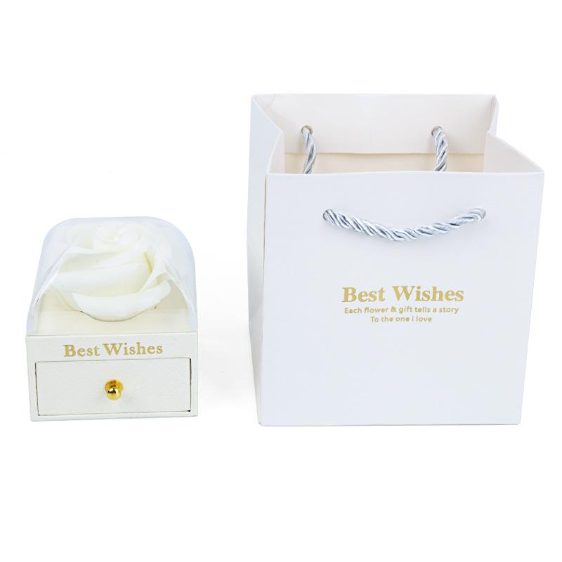 Luxury Rose Preserved Flower Jewelry Gift Box with Drawer for Valentine's Day