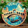 Retro Italy Venice Metal Wall Art 2D Flattened Aluminum Vintage Travel Poster Home Decor Decorative Metal Sign