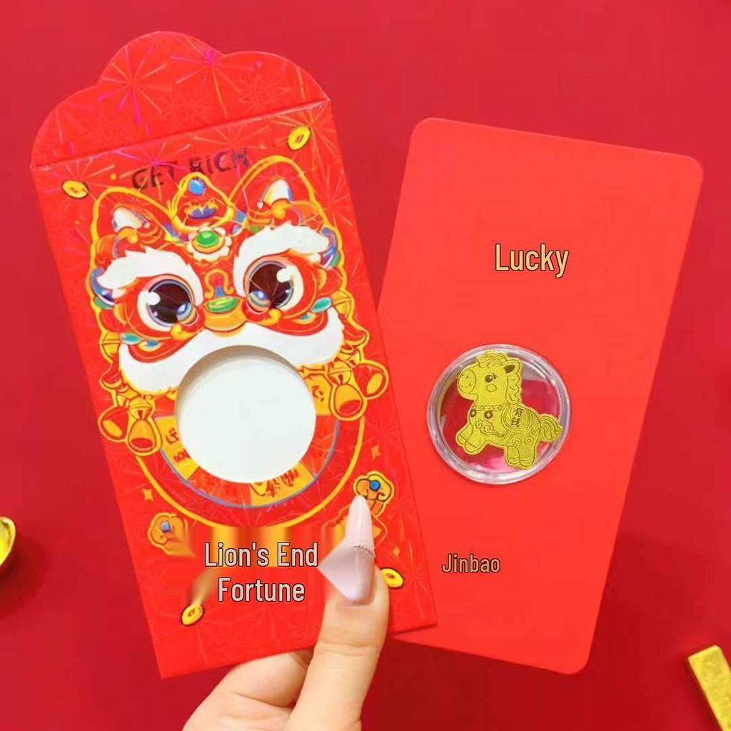 Golden Horse Phone Sticker Red Envelope Creative New Year Lucky Money Bag Gift