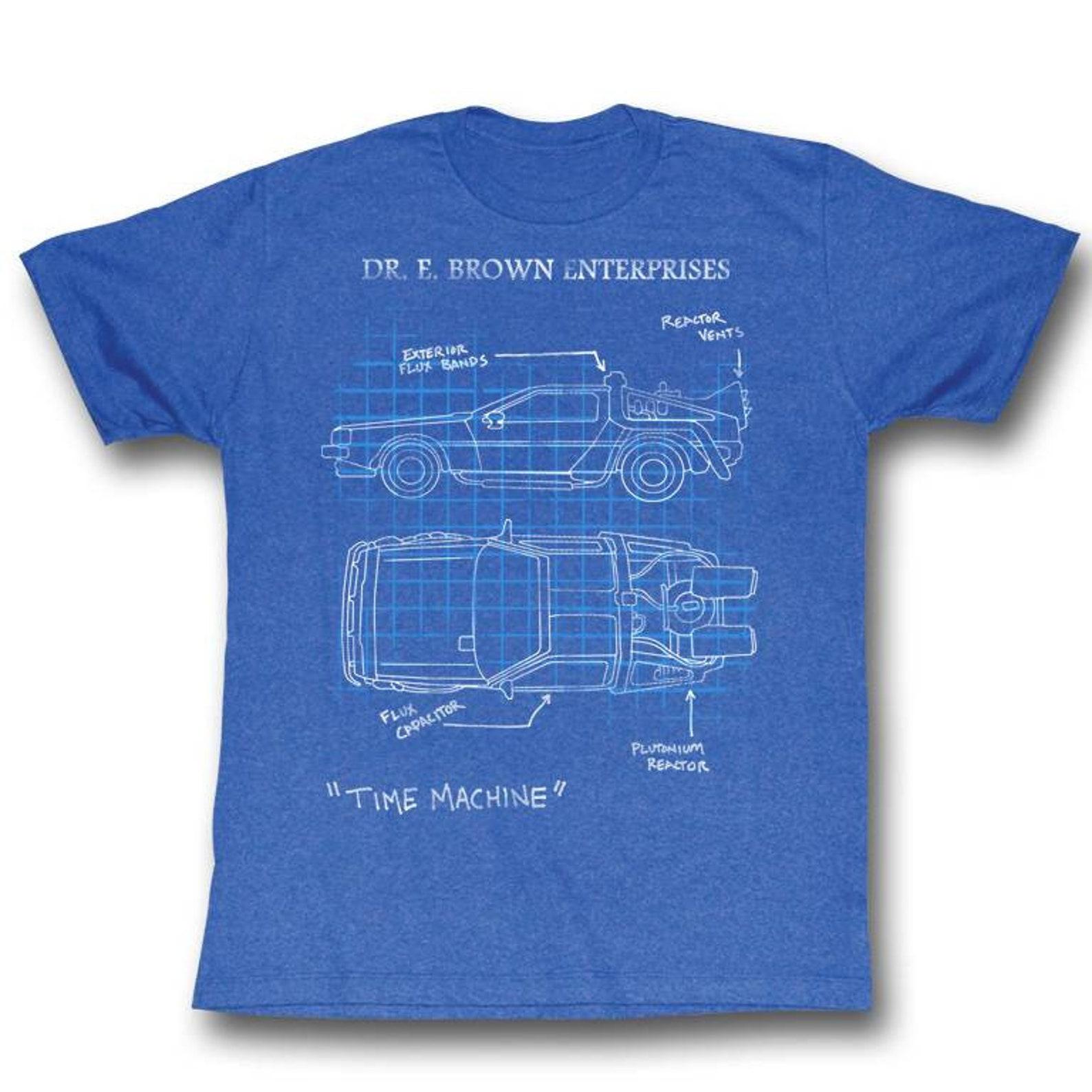 Back to the Future Delorean Schematic Royal Heather Adult T-Shirt L