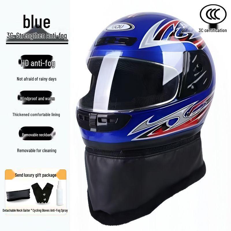 Autumn/Winter Anti-fog Electric Motorcycle Helmet, Class A Safety, Unisex.