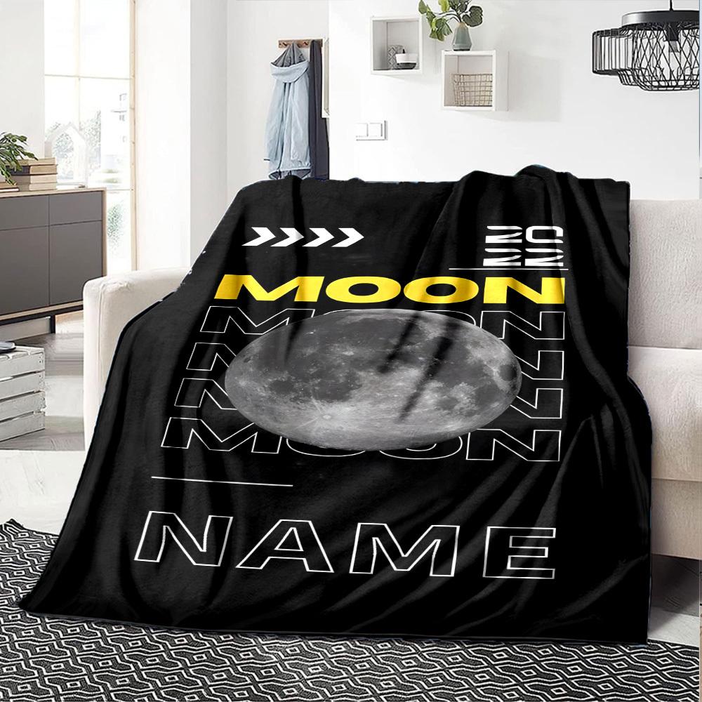 Moon Design Multipurpose Personalized Blanket Customize Text Soft Cozy Versatile For Sofa Couch Office Bed Picnics Four Seasons Universal Warmthful